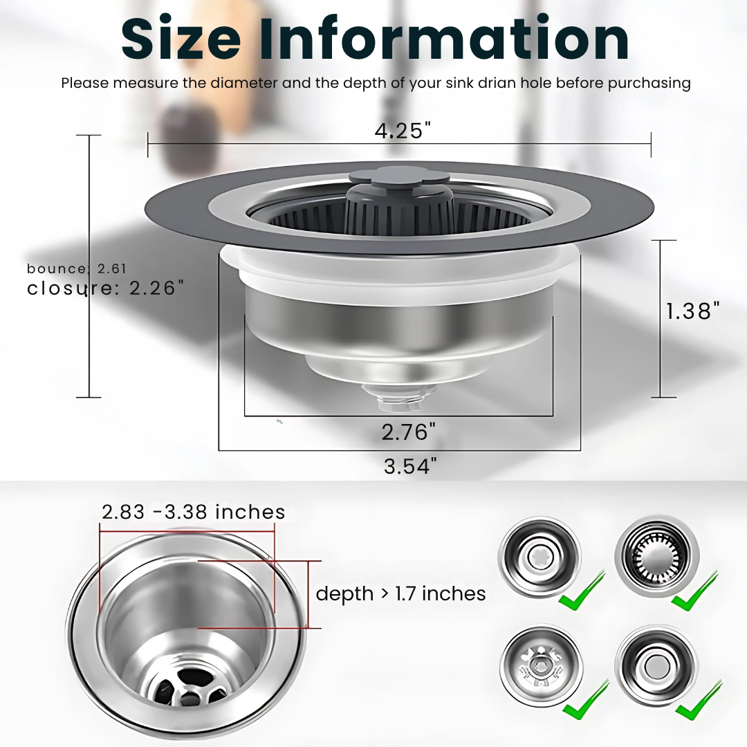 3-in-1 Sink Drain Strainer