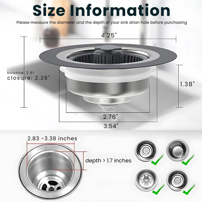 3-in-1 Sink Drain Strainer